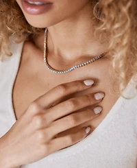brook & york Gold Plated Isabella Opal Blue Tennis Necklace