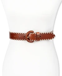 Cole Haan Women's Leather Covered Buckle Stitched Edge Belt