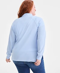 Style & Co Plus Waffle-Knit Half-Zip Top, Macy's Exclusive