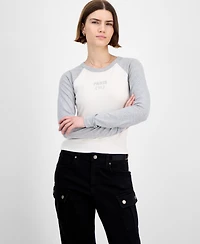 Hippie Rose Juniors' Crewneck Raglan Long-Sleeve T-Shirt