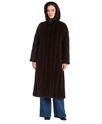 Jones New York Women's Hooded Faux-Fur Coat