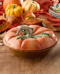 Certified International Harvest Fields 3-d Pumpkin Covered Pie Carrier