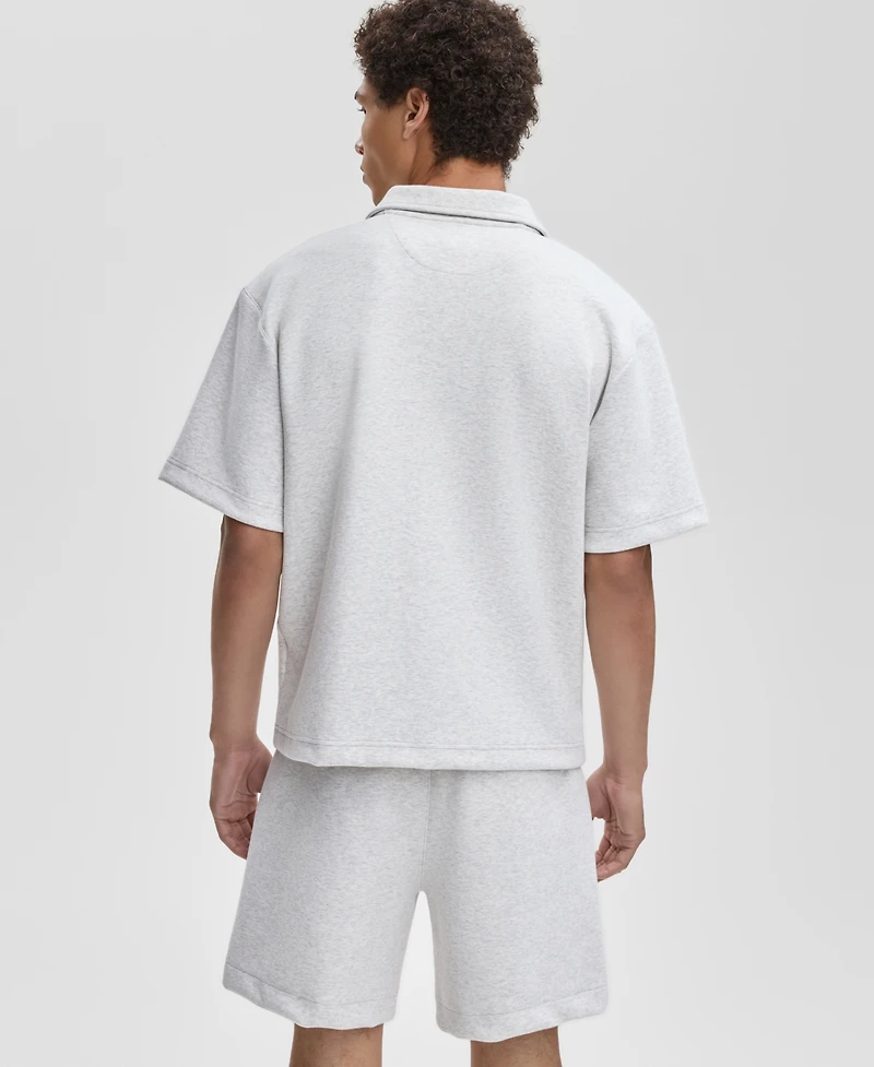 Mode of One Men's Relaxed-Fit Heathered Quarter-Zip Scuba Polo Shirt, Macy's Exclusive