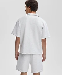 Mode of One Men's Relaxed-Fit Heathered Quarter-Zip Scuba Polo Shirt, Macy's Exclusive