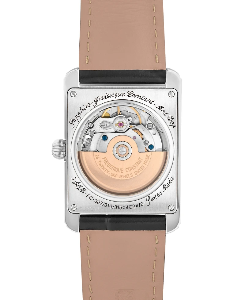 Frederique Constant Men's Swiss Automatic Carree Leather Strap Watch 30mm