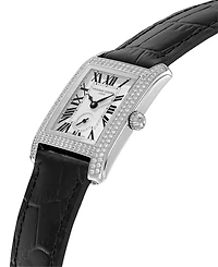 Frederique Constant Women's Swiss Carree Diamond (1-1/4 ct. t.w.) Black Leather Strap Watch 25mm