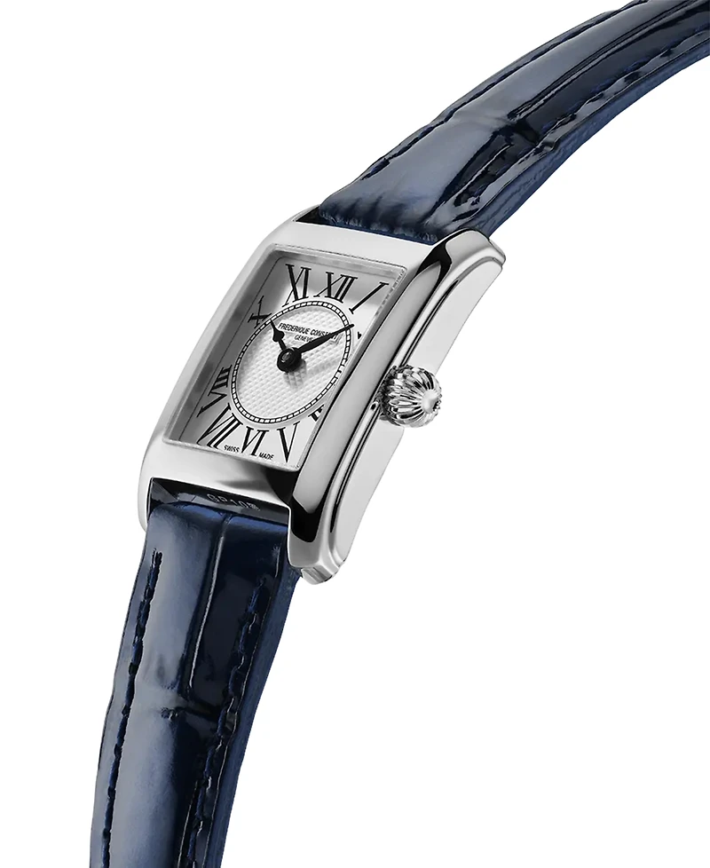 Frederique Constant Women's Swiss Carree Blue Leather Strap Watch 23mm