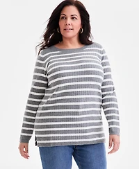 Style & Co Plus Legacy Stripe Long-Sleeve Sweater, Macy's Exclusive