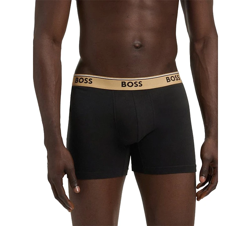 Boss by Hugo Men's Power 3-Pk. Tipped Logo Waistband Boxer Briefs