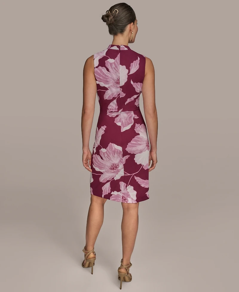 Donna Karan New York Women's Jersey Printed Chain-Belt Sheath Dress