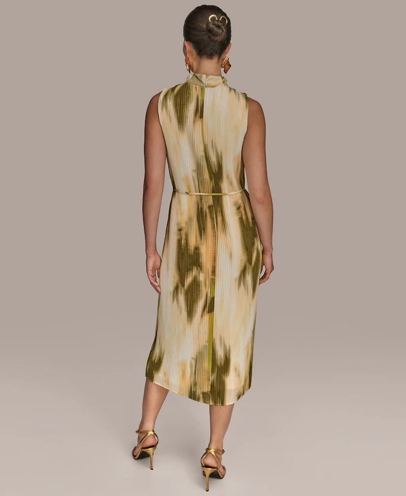 Donna Karan New York Women's Chiffon Printed Mock-Neck Midi Dress
