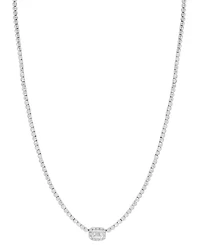 Effy Lab Grown Diamond Emerald- & Round-Cut Halo18" Collar Necklace (2-7/8 ct. t.w.) in 14k White Gold