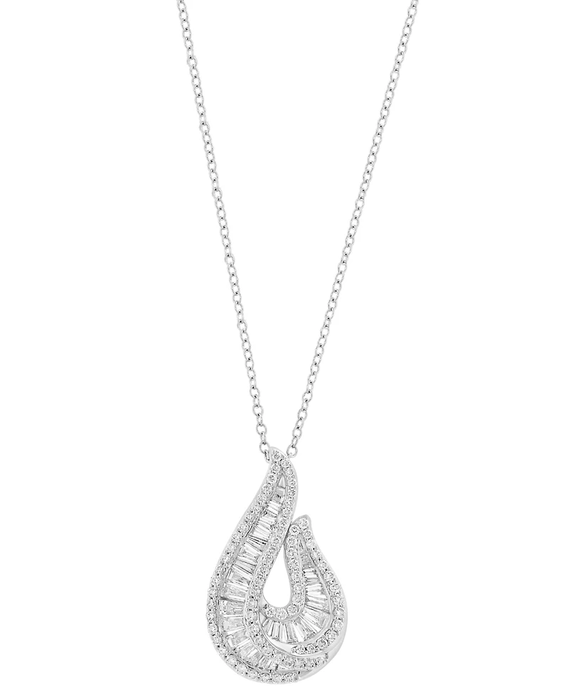 Effy Lab Grown Diamond Tear-Shape Pendant Necklace (1-1/5 ct. t.w.) in 14k White Gold, 17" + 1" extender