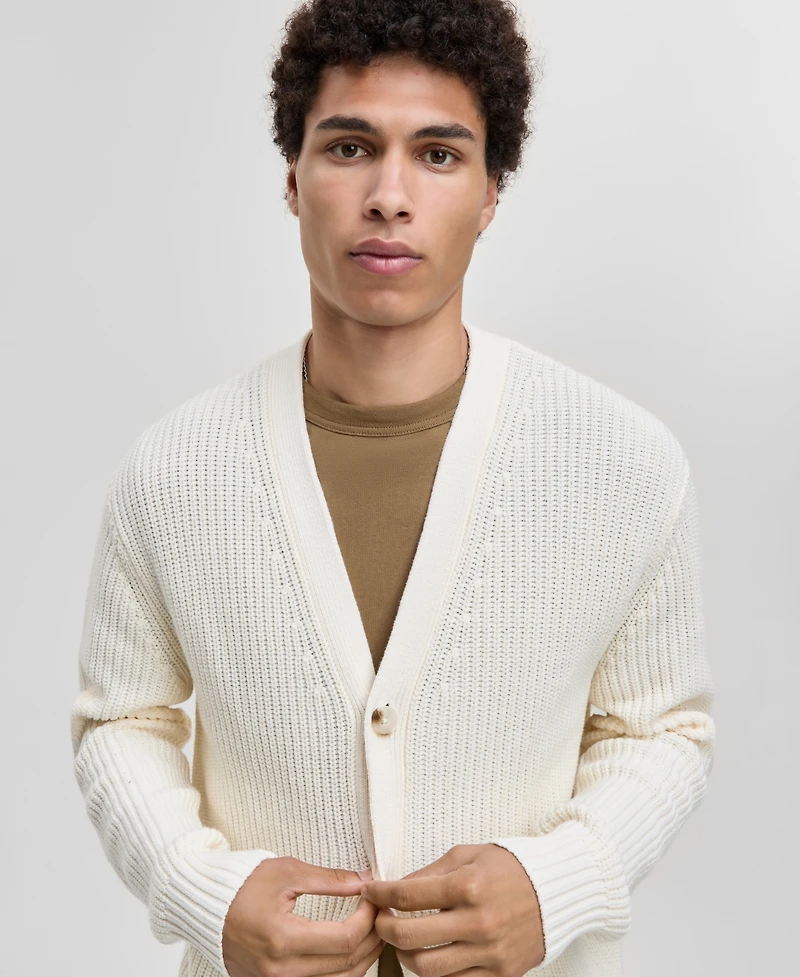 Mode of One Men's Shaker-Stitch V-Neck Cardigan, Macy's Exclusive