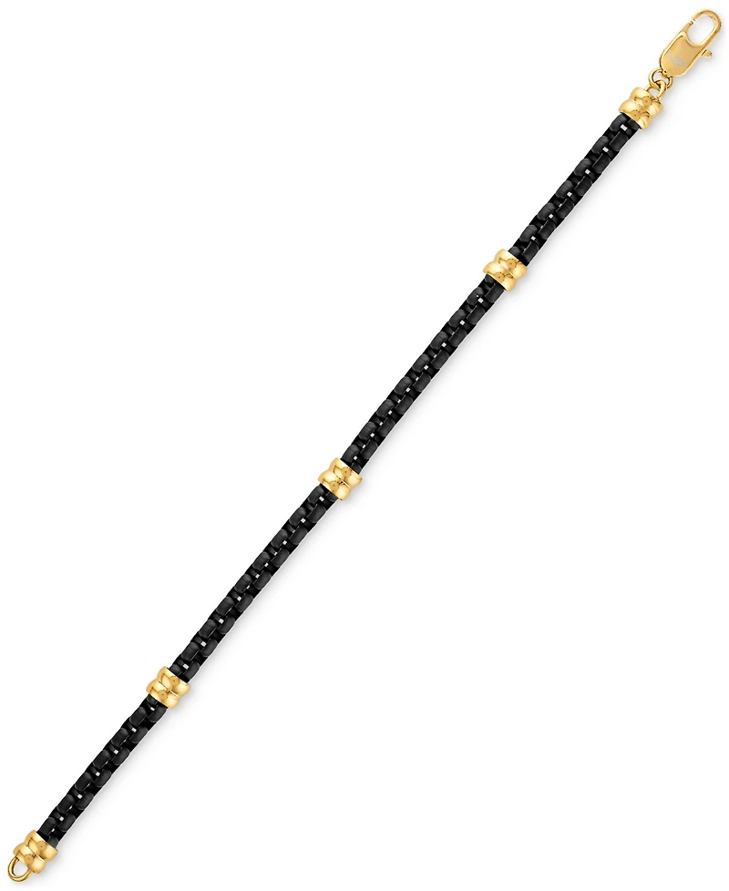 Esquire Men's Jewelry Box Link Chain Bracelet in Black & Gold-Tone Ion Plated Stainless Steel, Exclusively at Macy's