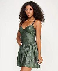 Seni & Cade Juniors' Rhinestone-Strap Fit Flare Dress