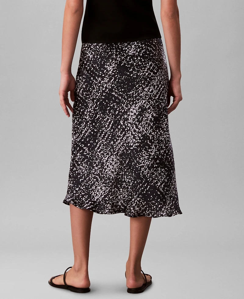 Calvin Klein Women's Printed Textured Satin Midi Skirt