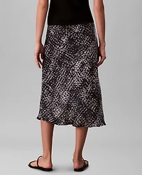Calvin Klein Women's Printed Textured Satin Midi Skirt