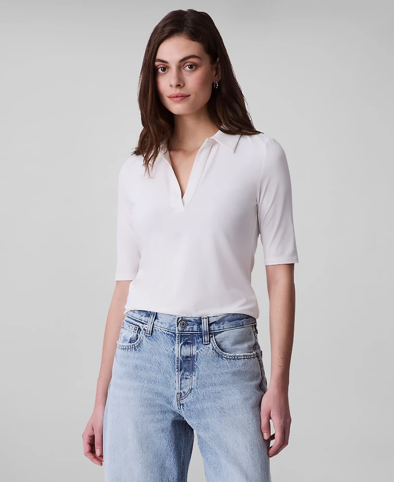 Calvin Klein Women's Crepe Jersey Polo Shirt