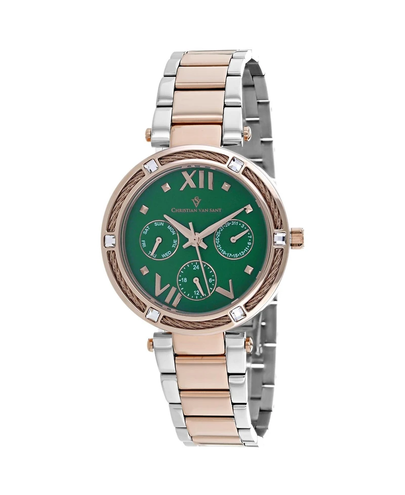 Christian Van Sant Women's Sienna Green Dial Watch - CV1825