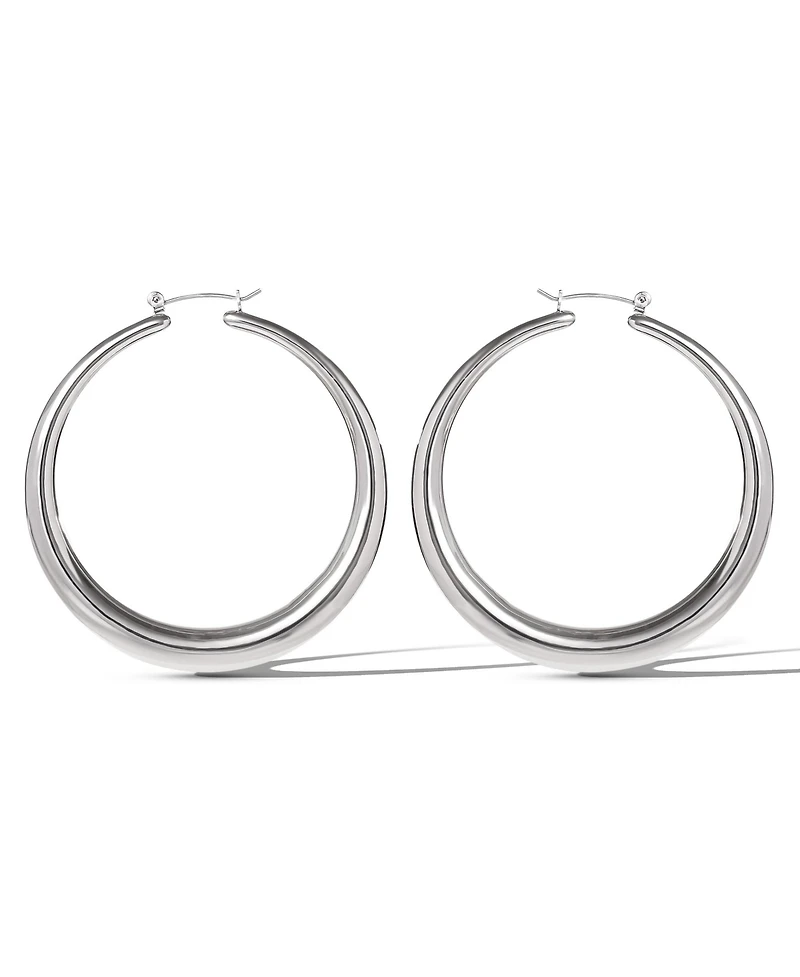 Jessica Simpson High Shine Silver Hoop Earrings