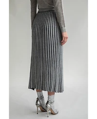Sskein Women's Adeline Stripe Pleated Knit A Line Skirt