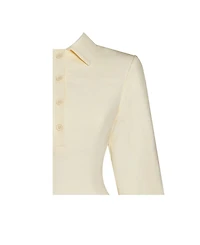 Miss Circle Women's Obelia Off White Long Sleeve Polo Mini Dress