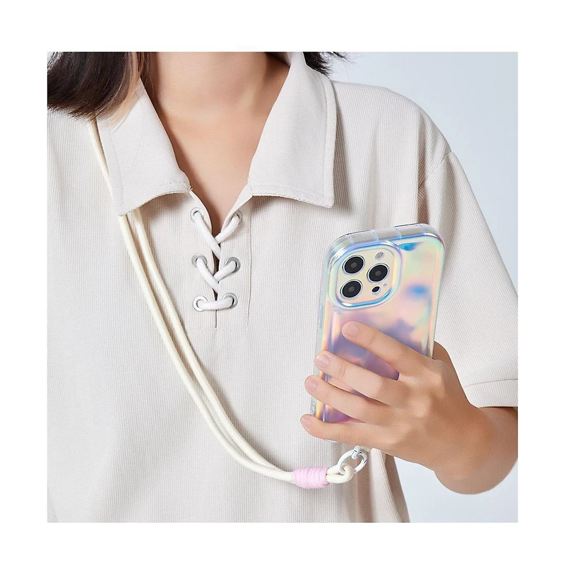 Auramma White Pink Lanyard