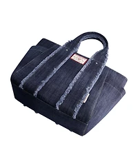 True Religion Frayed Handle Solid Denim Tote