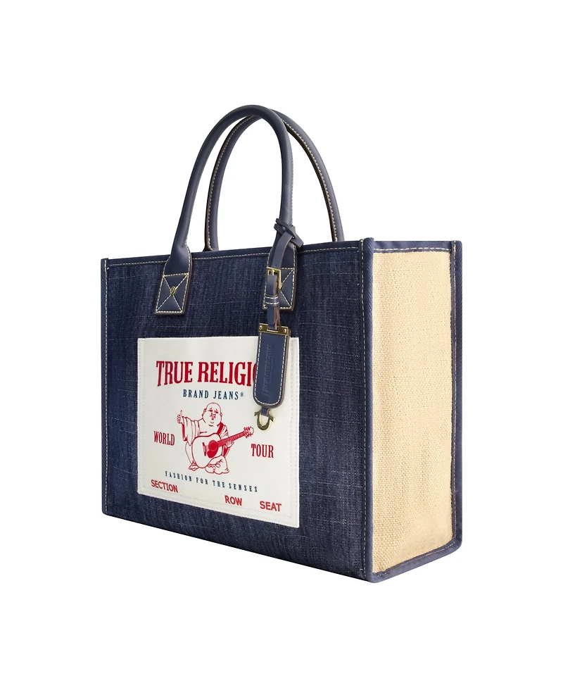 True Religion Buddha Pocket Denim Tote