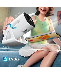 Clokowe Mini Projector, 4K 1080P Support projector with wifi and bluetooth, with Android Tv Os and 8000 plus Apps for Phone Tv Stick Laptop Hdmi