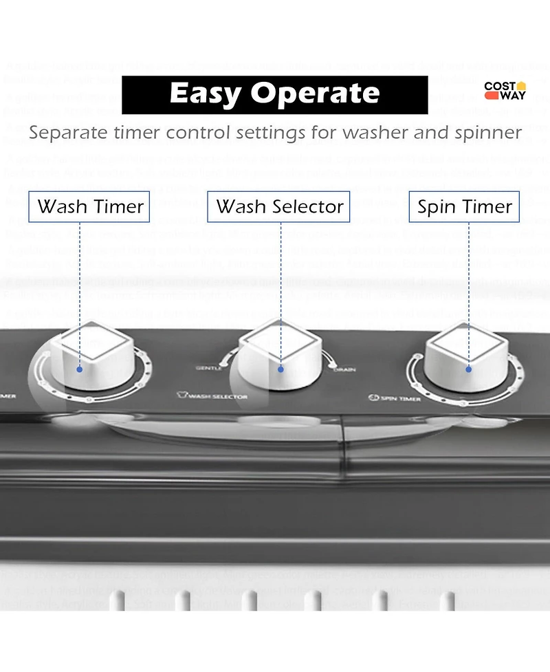 Costway Portable Mini Compact Twin Tub 20Lbs Total Washing Machine Washer