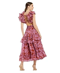 Mac Duggal Women's Ruffle Tiered Cut-Out Chiffon Dress