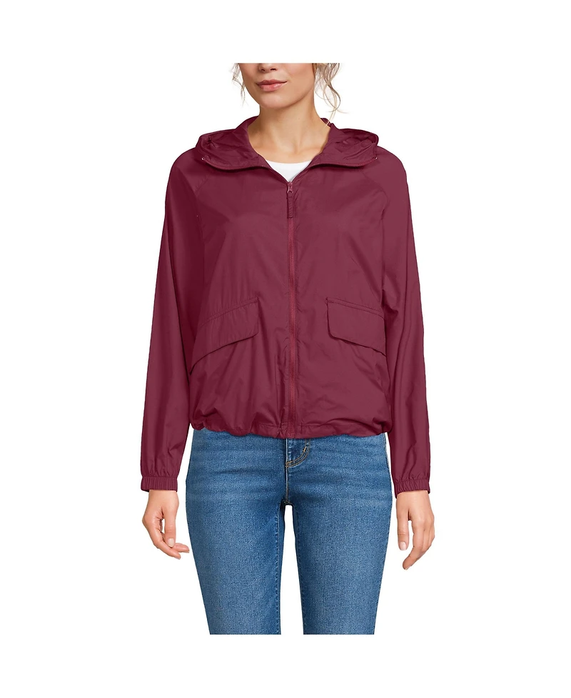 Lands' End Women's Upf Packable Hooded Windbreaker Jacket