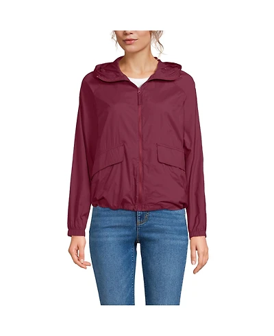 Lands' End Women's Upf Packable Hooded Windbreaker Jacket