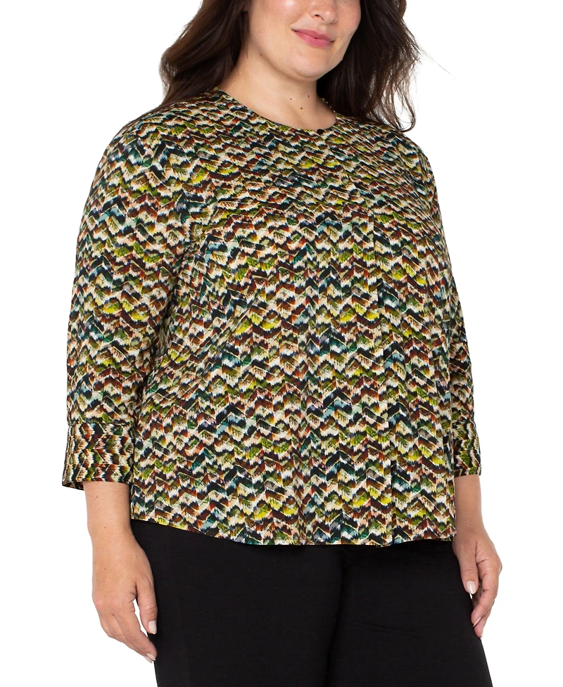 Liverpool Los Angeles Trendy Plus Printed 3/4-Sleeve Top