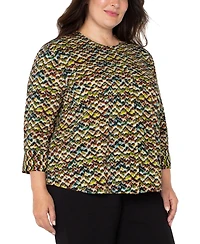 Liverpool Los Angeles Trendy Plus Printed 3/4-Sleeve Top