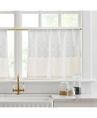 Lush Decor Brigitte Embroidery Eyelet Scalloped Edge Kitchen Tiers Neutral Pair 29x24