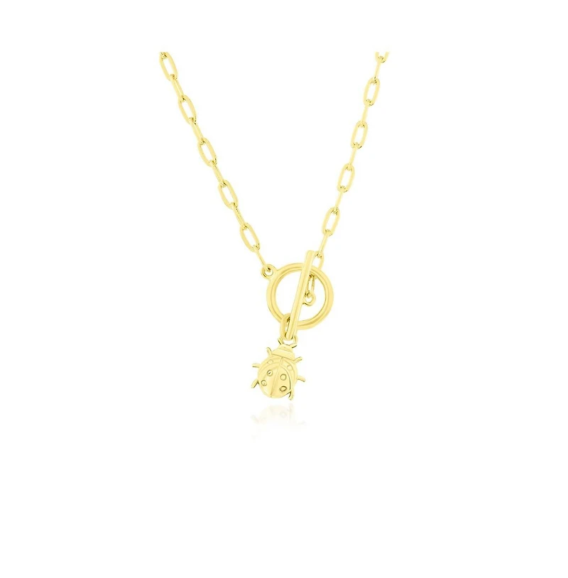 Simona Sterling Silver Ladybug Charm Paperclip Toggle Necklace
