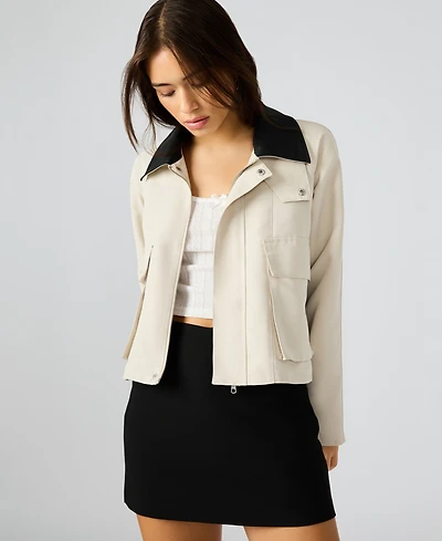 Steve Madden Women's Justina Contrast-Collar Jacket