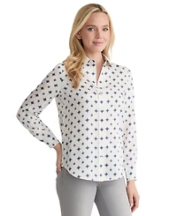 Jones New York Women's Printed Button-Down Long-Sleeve Utility Blouse