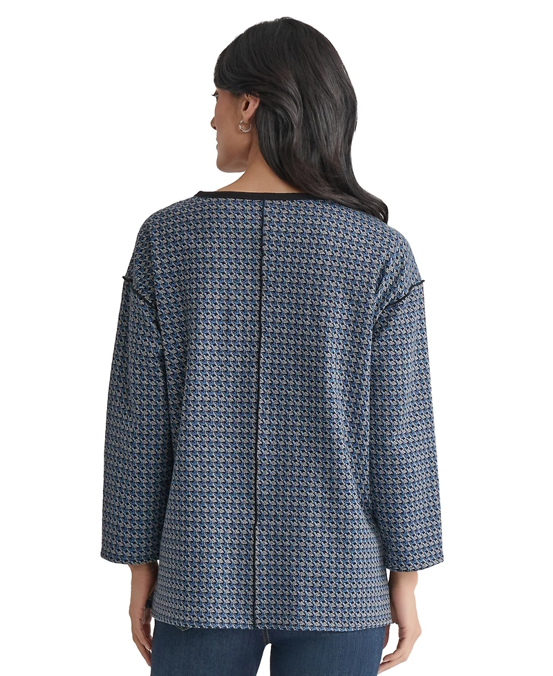 Jones New York Women's Seamed Pocket-Front Long-Sleeve Top