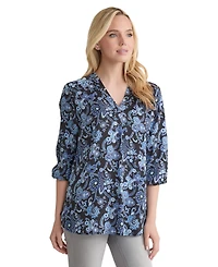 Jones New York Women's Paisley-Print 3/4-Sleeve Tunic Top