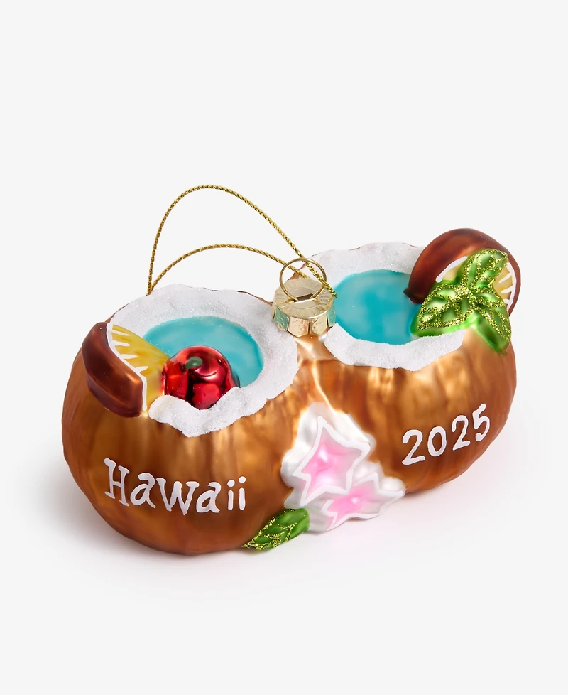 Holiday Lane Hawaii 2025 Glass Coconut Drink Ornament, Macy's Exclusive