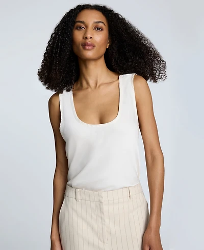 Kenneth Cole Women's Satin Scoop Neck Sleeveless Top