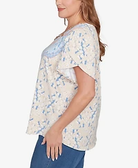 Ruby Rd. Plus Size Embellished Scallop Printed Top