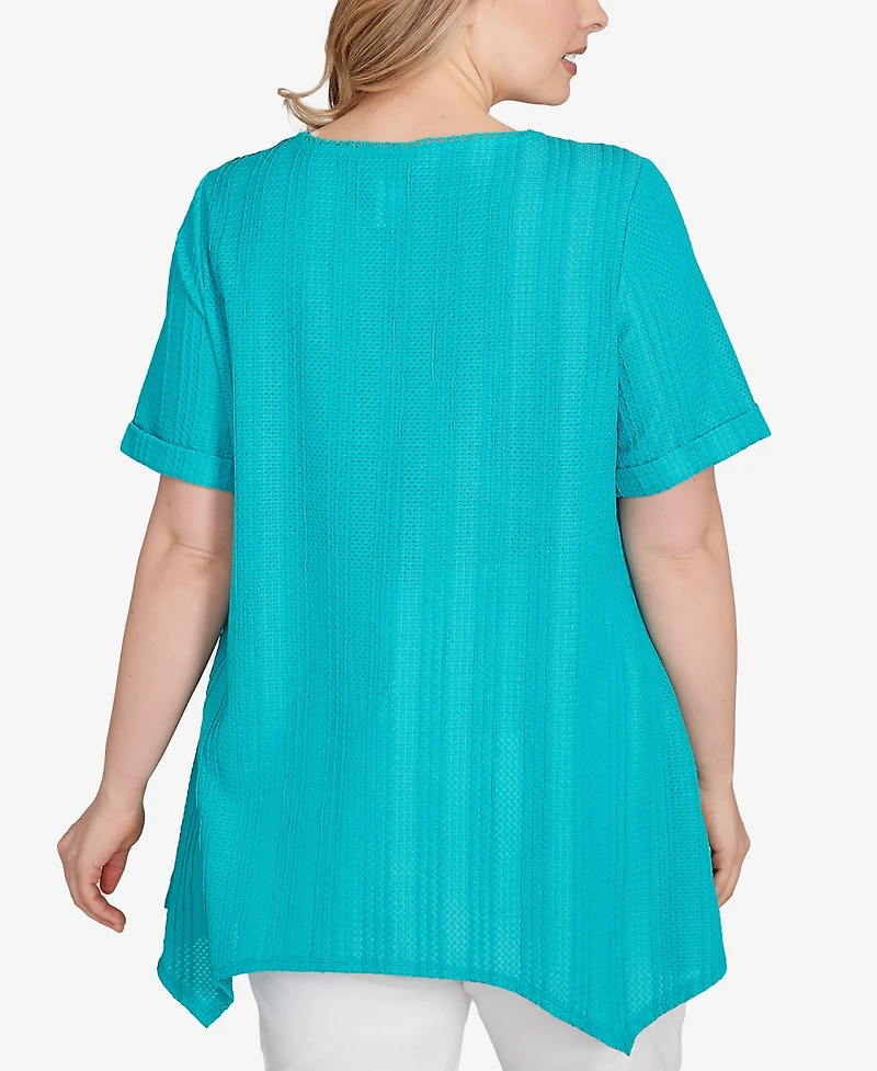 Ruby Rd. Plus Solid Crinkle Knit Top