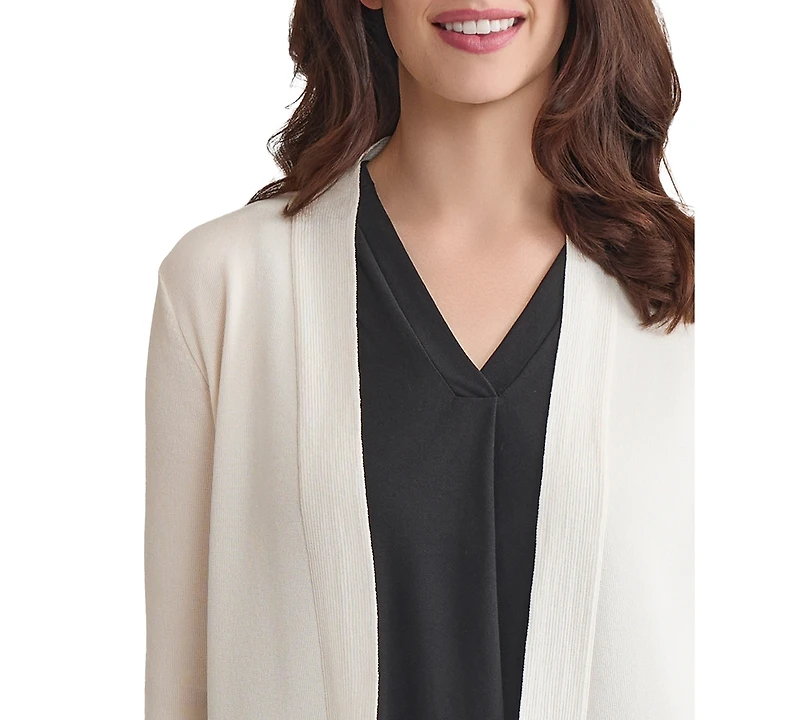 Jones New York Women's Relaxed V-Neck Open Cardigan