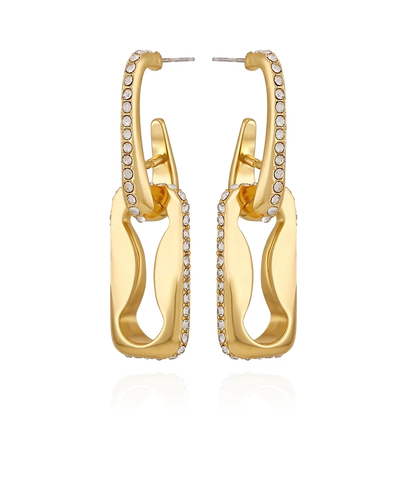 Vince Camuto Gold-Tone Pave Interlocking Link Earrings