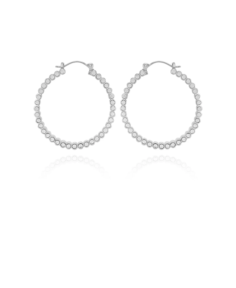 Vince Camuto Silver-Tone Textured Hoop Earrings